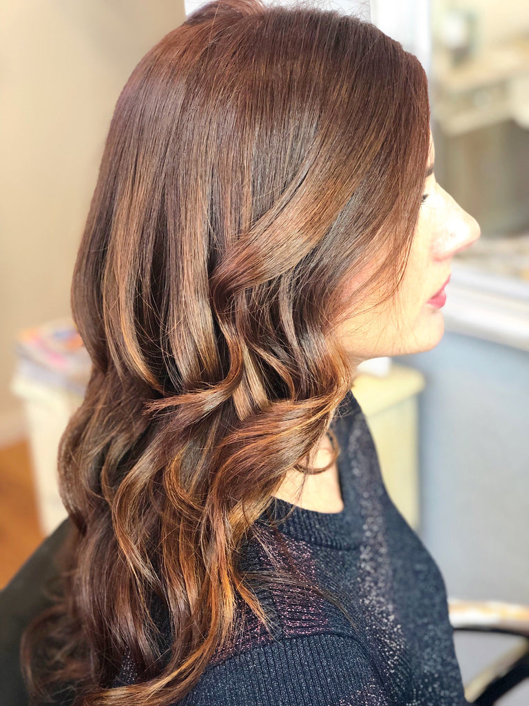 MLB Salon - long wavy hair - Copper red balayage